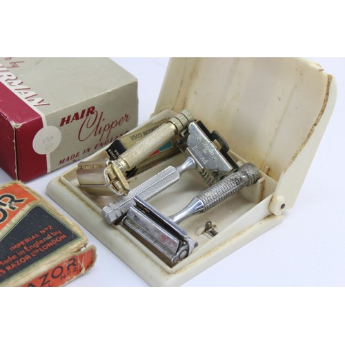 567 - 16 x Assorted Vintage GENTS GROOMING Inc Clippers, Grooming Kit, Cased, Etc