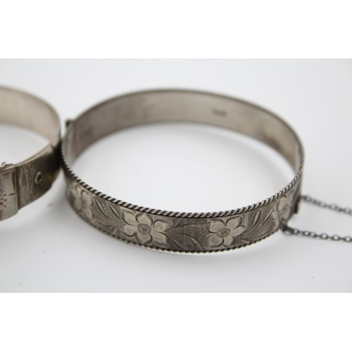 594 - 2 X .925 Vintage Etched Bangles