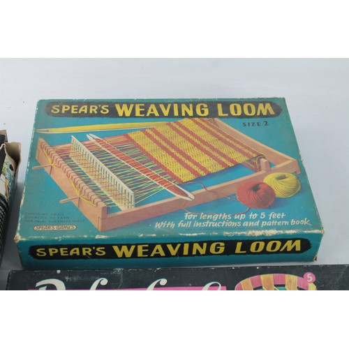 627 - 3 x Vintage Boxed SPEARS / RONCO Weaving Sets Inc Weaving Loom, Flower Loom Etc