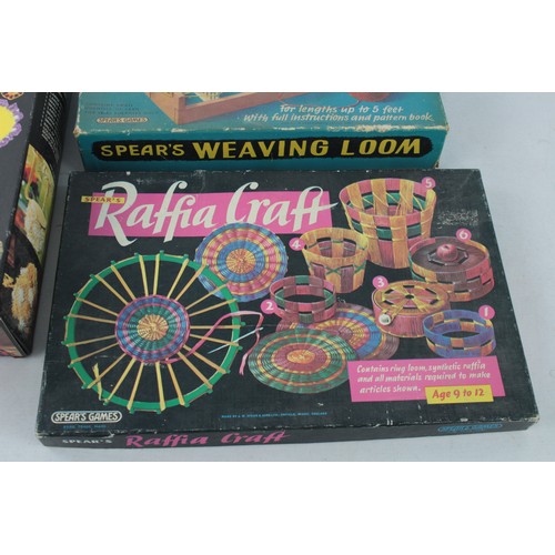 627 - 3 x Vintage Boxed SPEARS / RONCO Weaving Sets Inc Weaving Loom, Flower Loom Etc