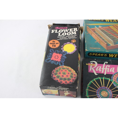 627 - 3 x Vintage Boxed SPEARS / RONCO Weaving Sets Inc Weaving Loom, Flower Loom Etc