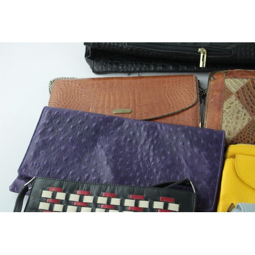 629 - 12 x Assorted Ladies LEATHER Bags Inc Clutch, Osterich, Vintage etc