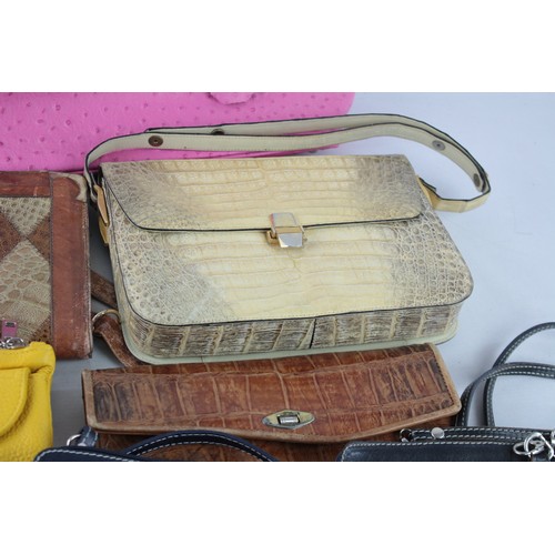 629 - 12 x Assorted Ladies LEATHER Bags Inc Clutch, Osterich, Vintage etc