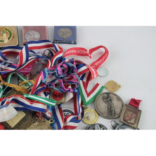 631 - 100 x Assorted Vintage Sports Medals Inc Rugby, Marathon, Plain Etc