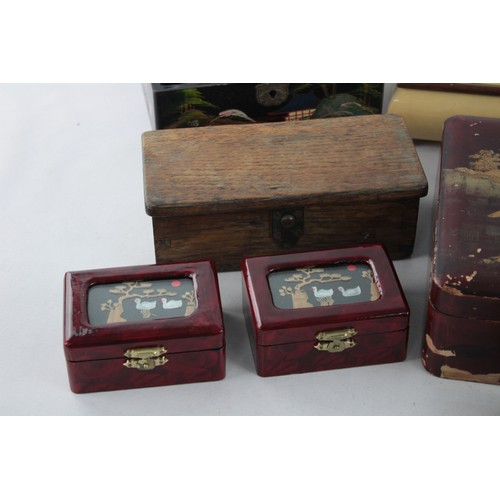 635 - 10 x Assorted Vintage BOXES Inc Olive Wood, Musical, Metal Etc