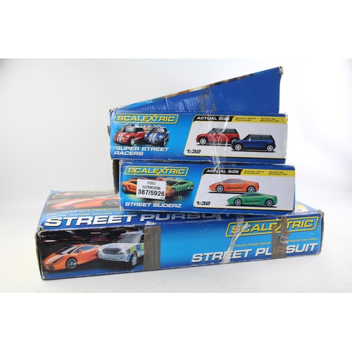 638 - 3 x Boxed SCALEXTRIC Sets Inc Street Sliderz & Street Pursuit Etc