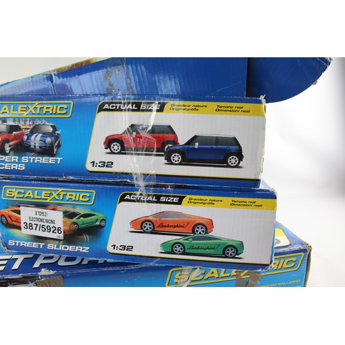 638 - 3 x Boxed SCALEXTRIC Sets Inc Street Sliderz & Street Pursuit Etc