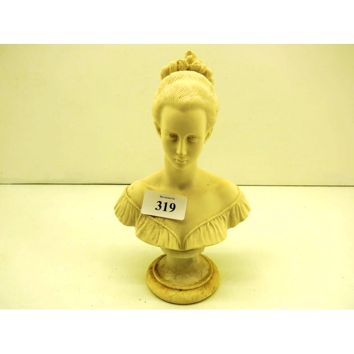 319 - GIANELLI SIGNED BUST - APPROXIMATE HEIGHT 25CM