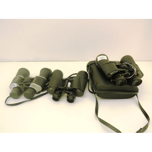 337 - THREE SETS OF BINOCULARS INCLUDES PRINZ AND TASCO