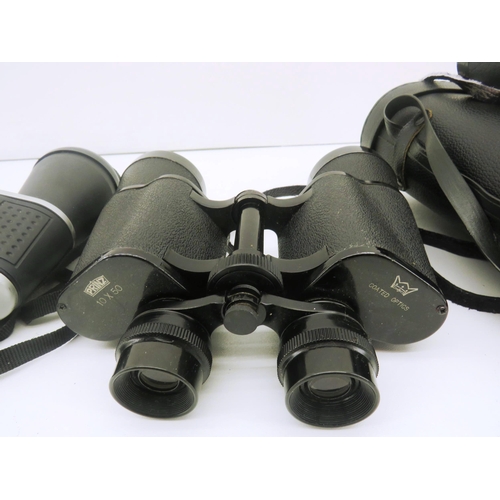 337 - THREE SETS OF BINOCULARS INCLUDES PRINZ AND TASCO