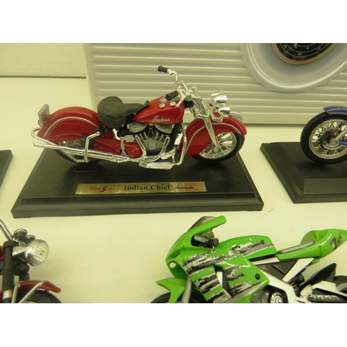 338 - NOVELTY RADIO TIN WITH DIECAST MOTORBIKES