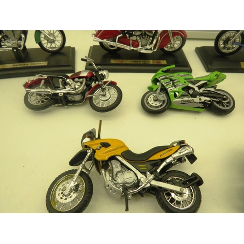 338 - NOVELTY RADIO TIN WITH DIECAST MOTORBIKES