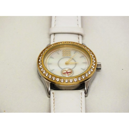 8 - 22ct GOLD PLATED LTD EDITION BRADFORD EXCHANGE WATCH MOTHER OF PEARL DIAL WITH SWAROVSKI CRYSTALS WI... 