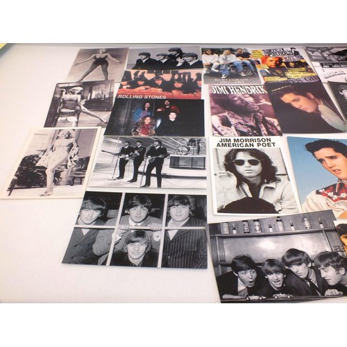 71 - POSTCARDS- BEATLES, ELVIS, LED ZEP, STONES, MONROE -APPROXIMATELY THIRTY