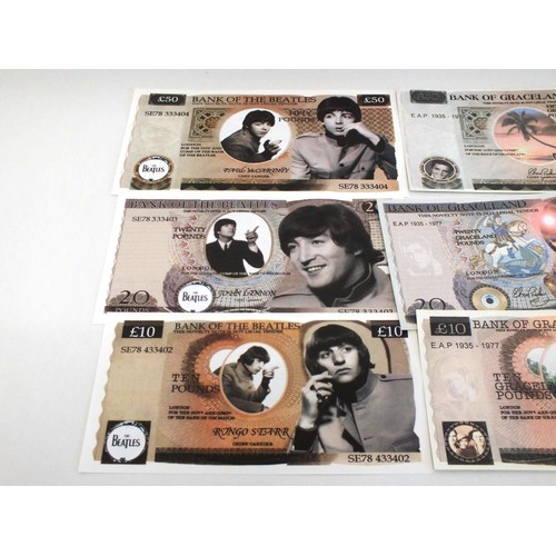 72 - NOVELTY BANK NOTES- BEATLES, ELVIS ETC