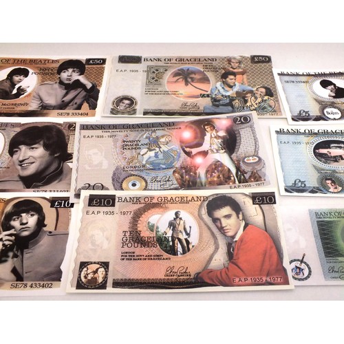 72 - NOVELTY BANK NOTES- BEATLES, ELVIS ETC