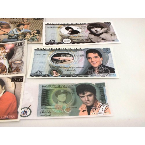 72 - NOVELTY BANK NOTES- BEATLES, ELVIS ETC