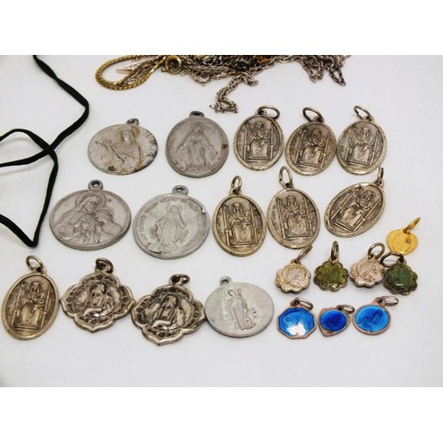 97 - RELIGIOUS MEDAL AND JEWELLERY INCLUDING SILVER