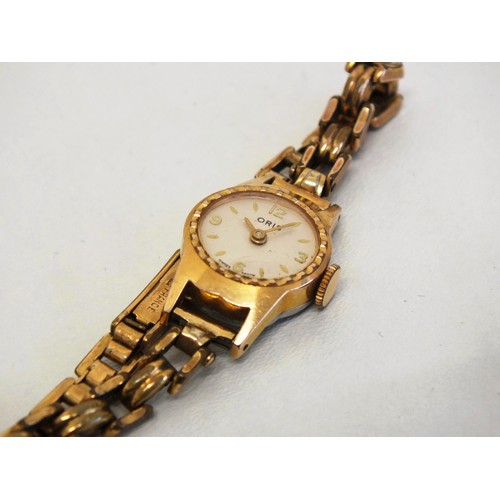 121 - VINTAGE SWISS ORIS LADIES GOLD PLATED WATCH