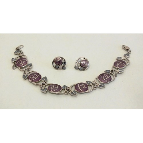 122 - CHARLES RENNIE MACKINTOSH 925 SILVER TULIP NECKLACE & EARRINGS