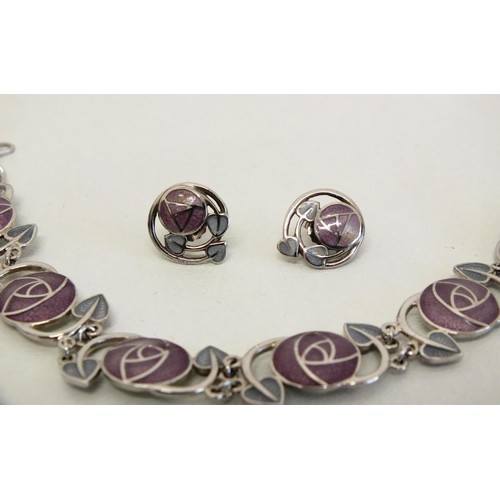 122 - CHARLES RENNIE MACKINTOSH 925 SILVER TULIP NECKLACE & EARRINGS