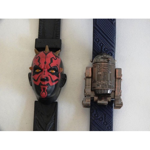 148 - TWO STARWARS THEMED RARE COLLECTABLE WATCHES OLD ANTIQUE CLOCK WITH KEY