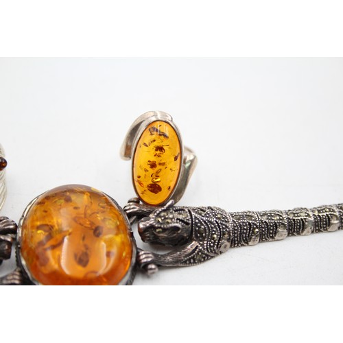 406 - 3 X .925 Amber Set Jewellery (50g)