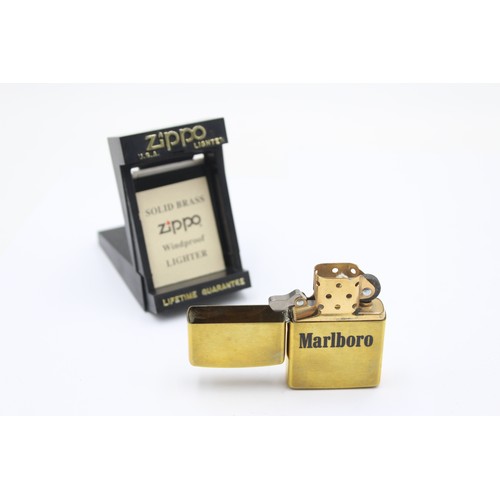 597 - 2 x Assorted Marlboro ADVERTISING ZIPPO Cigarette Lighters inc Brass, Boxed etc
