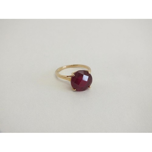 145 - 9ct GOLD RUBY SOLITAIRE RING SIZE 0, 3.9g