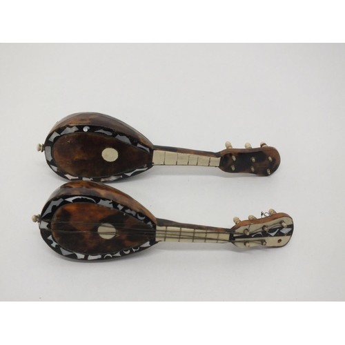 356 - TWO MINIATURE VINTAGE TORTOISESHELL MANDOLINS