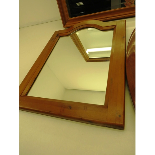 135 - JOB LOT OF SIX MIRRORS, FRAMELESS DECOSTYLE, LARGE BEVELLED EDGE, VINTAGE OVAL ETC