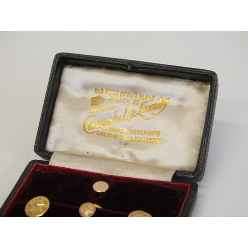 395 - BOXED SET OF GOLD PLATED COLLAR STUDS