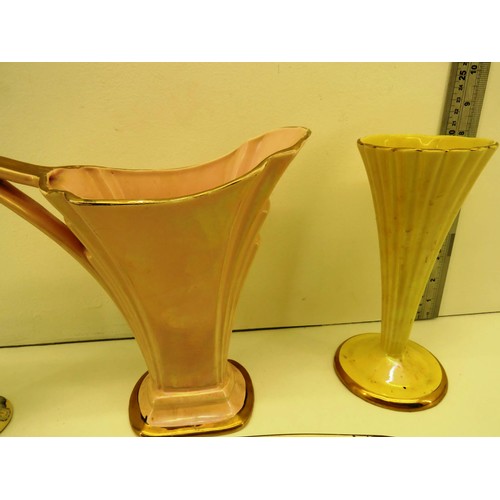 325 - THREE VINTAGE VASES and ALFRED MEAKIN PLATE