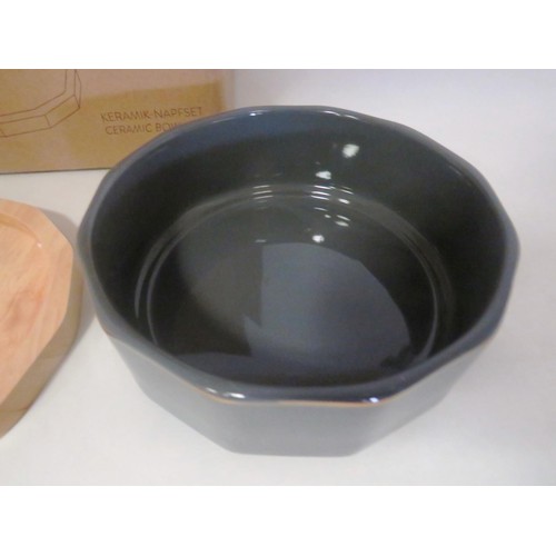 174 - TWO NAVARIS CERAMIC PET BOWL SETS - NEW & BOXED