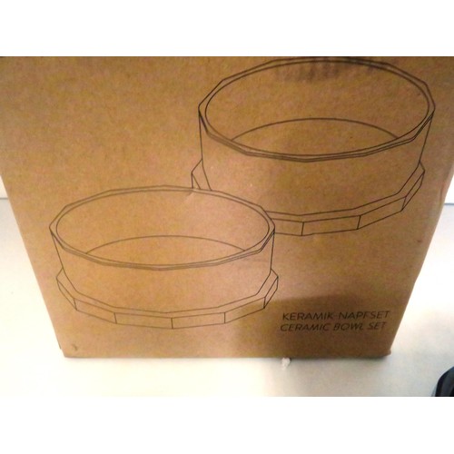 174 - TWO NAVARIS CERAMIC PET BOWL SETS - NEW & BOXED