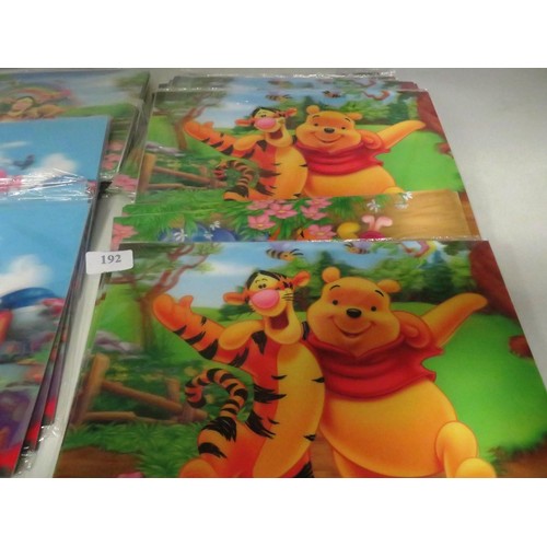 192 - 100 x 3D PICTURE MATS, MICKEY & MINNIE MOUSE and WINNIE THE POOH APPROX SIZE 40 x 30cm - NEW