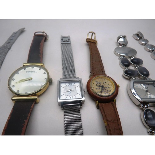 262 - 12 x LADIES QUARTZ WATCHES INCLUDING GEMSTONE, ROTARY, SEKONDA ETC