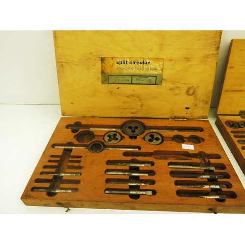 100B - 3 x TAP & DIE SETS IN WOODEN CASES