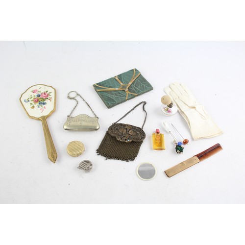 403 - Selection of Ladies Vintage Vanity items includes, purses, hairpins, mirrors etc