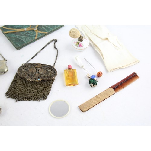 403 - Selection of Ladies Vintage Vanity items includes, purses, hairpins, mirrors etc