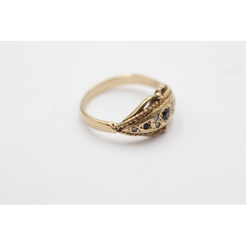 420 - 9ct gold antique diamond & sapphire dress ring (2g) SIZE J