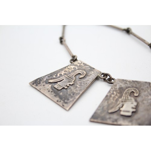 514 - .925 Hammered Silver Panel Necklace (49g)