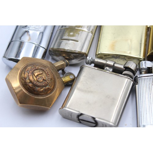 517 - 8 x Assorted Vintage LIGHTERS Inc Lift Arm, Polo, Brass etc