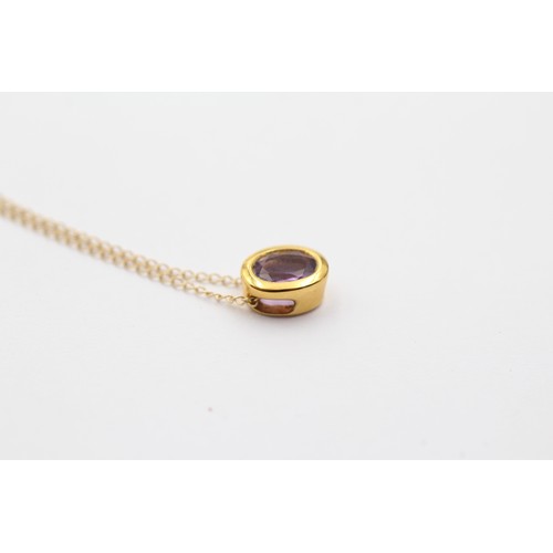 548 - 9ct gold amethyst pendant necklace (1.1g)