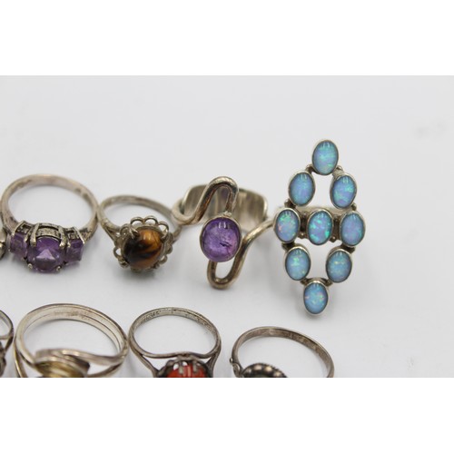 558 - 12 X .925 Gemstone Set Rings (62g)