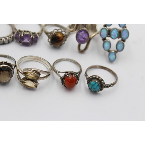 558 - 12 X .925 Gemstone Set Rings (62g)