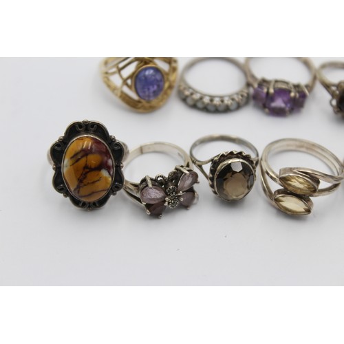 558 - 12 X .925 Gemstone Set Rings (62g)