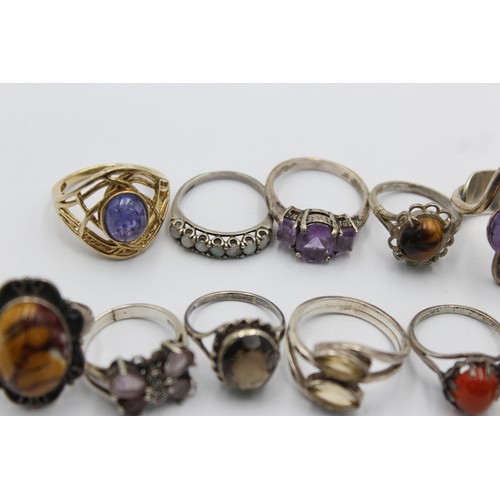 558 - 12 X .925 Gemstone Set Rings (62g)