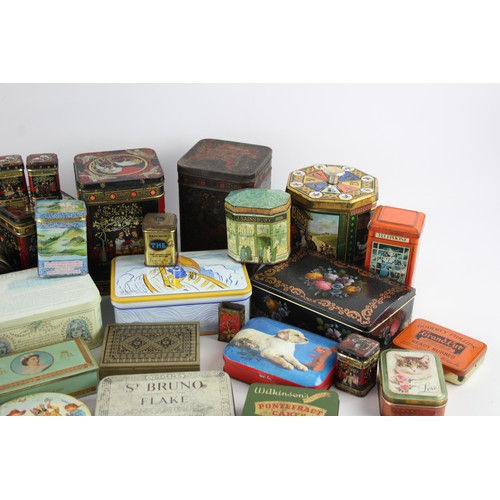 622 - 40 x Vintage Assorted Tin Boxes Inc Potter & Moore, Harley Davidson Etc