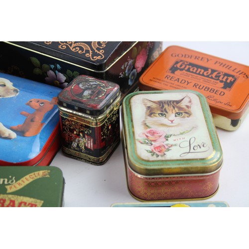 622 - 40 x Vintage Assorted Tin Boxes Inc Potter & Moore, Harley Davidson Etc